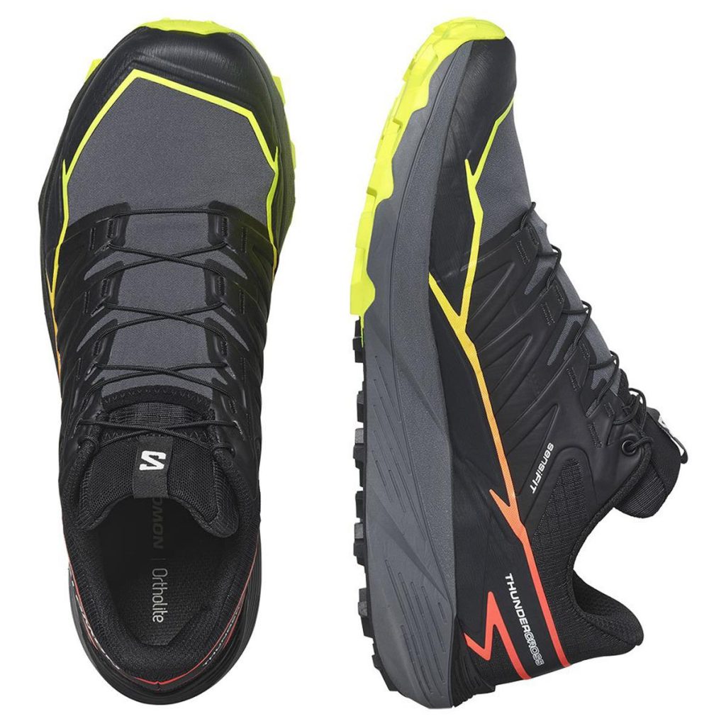 Salomon Thundercross "black quiet shade neon flame"